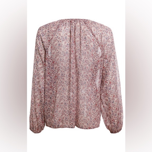 LIVERPOOL Los Angeles FLORAL PRINT SPLIT NECK Pink Size Medium - Picture 2 of 7